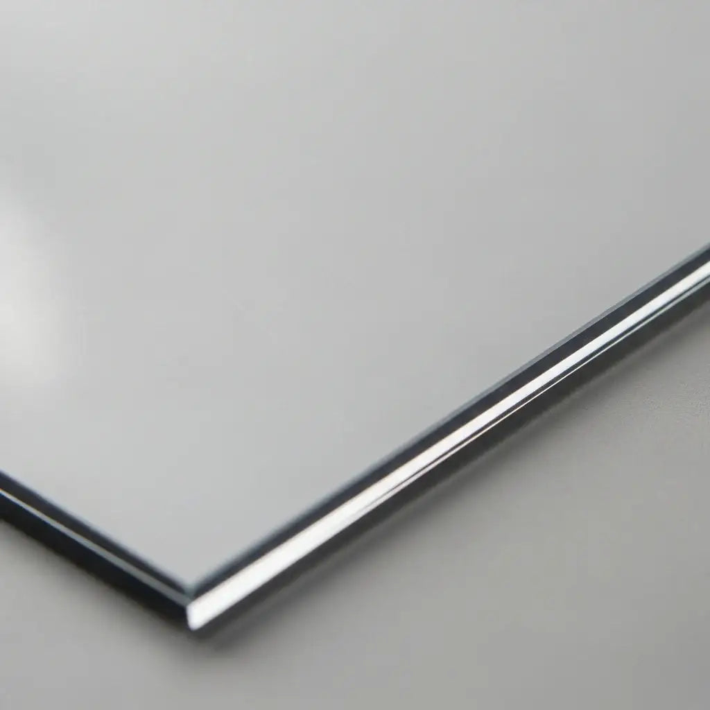 Close-up of a polished, clear acrylic sheet edge showcasing precision custom acrylic fabrication.