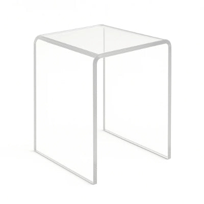 modern clear acrylic bench with waterfall edge design