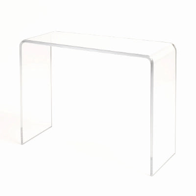 transparent acrylic console table with waterfall edges
