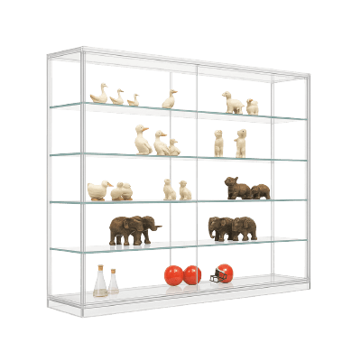 wall-mounted acrylic display case with multiple compartments