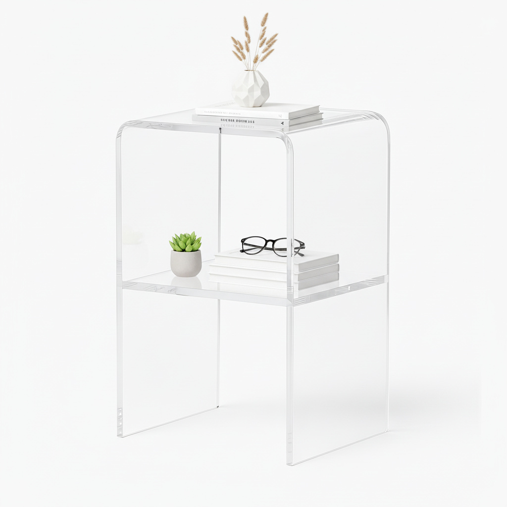 Waterfall Nightstand – Clear Acrylic Design South Florida Acrylics