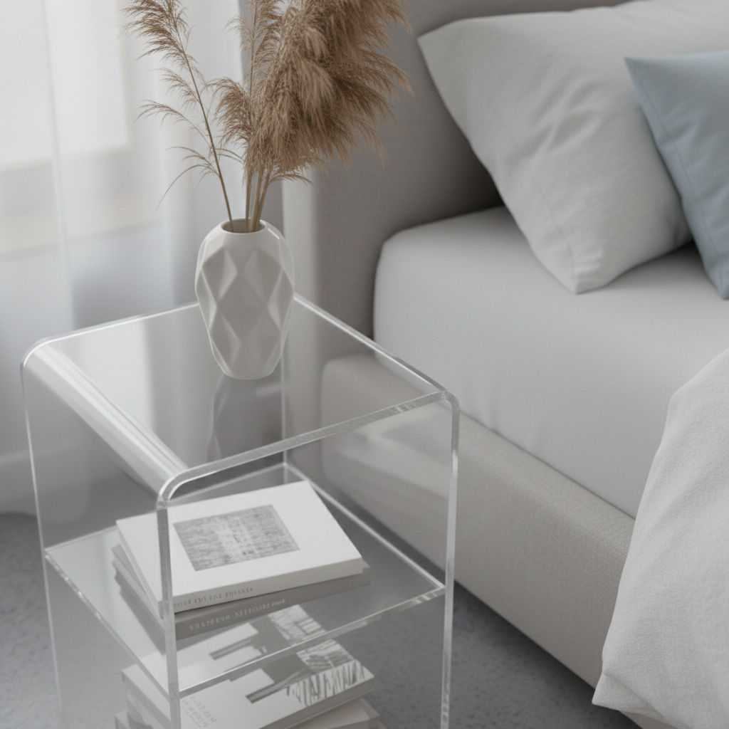 Waterfall Nightstand – Clear Acrylic Design South Florida Acrylics