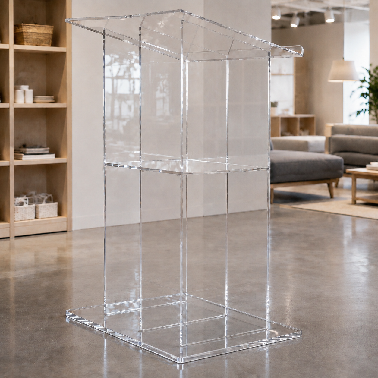 Acrylic Podium AT02 – Modern Angular Clear Acrylic Lectern