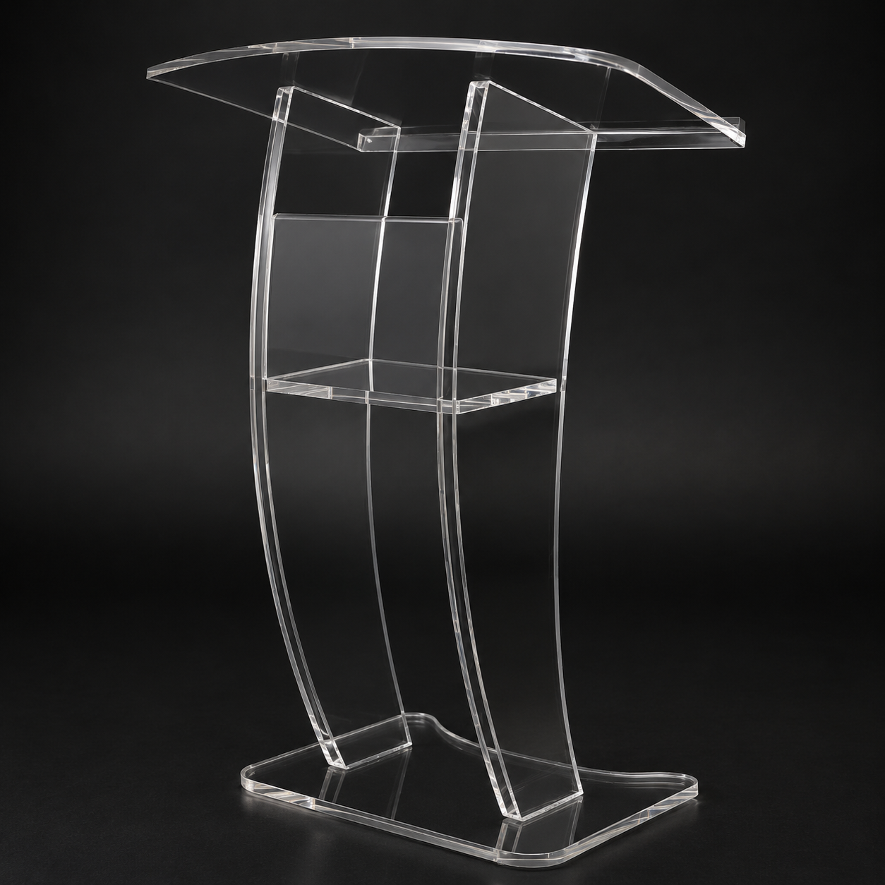 Acrylic Podium AT07 – Wave-Inspired Clear Acrylic Lectern