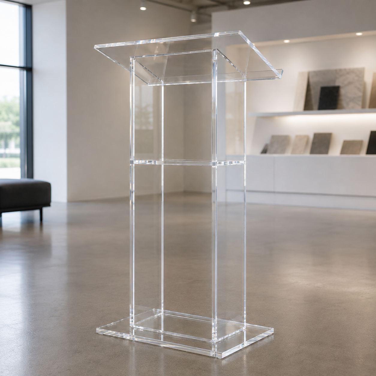 Acrylic Podium AT09 – Wide Base Clear Acrylic Lectern