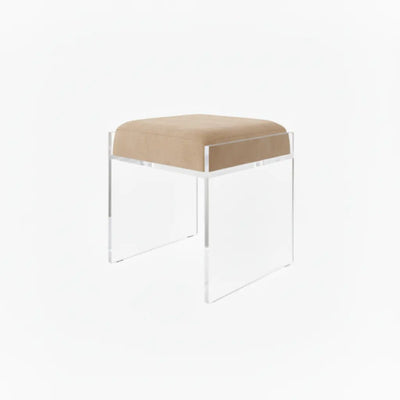 Clear Acrylic Accent Chair – Modern Style Doe (cream) - Vegan Leather