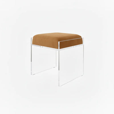 Clear Acrylic Accent Chair – Modern Style Oat (Brown) - Suede