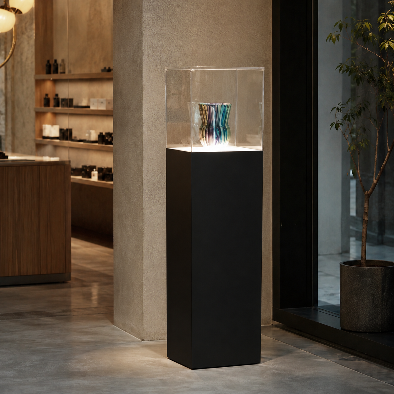 Lighted Display Pedestals with Acrylic Cover – Illuminated Display Cases