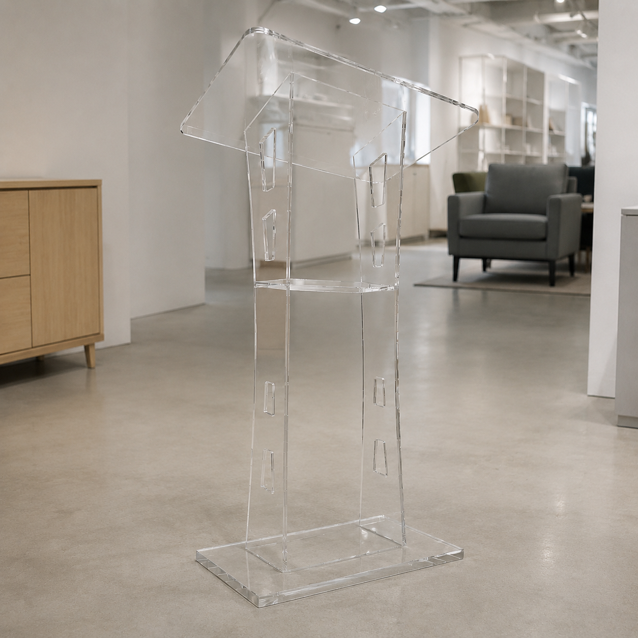Acrylic Podium AT13 – Clear Acrylic Lectern with Optional Frosted Front