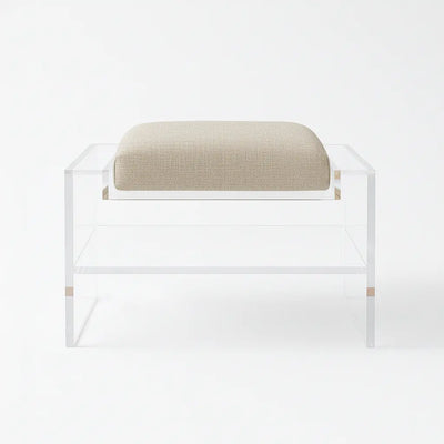 Modern Clear Acrylic Accent Chair Oatmeal - Performance Fabric