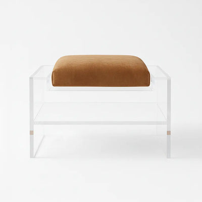 Modern Clear Acrylic Accent Chair Saddle (Camel) - Vegan Leather