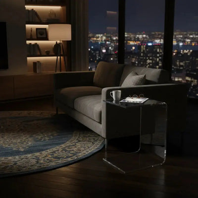 C-Shaped Nightstand – Clear Acrylic Design