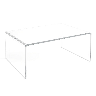 clear acrylic coffee table with minimal waterfall design  