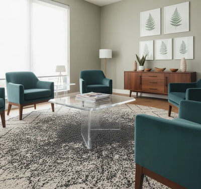 Modern Lucite Coffee Table – Clear U-Shaped Design