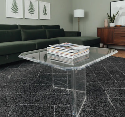 Modern Lucite Coffee Table – Clear U-Shaped Design