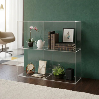 Clear Acrylic 4-Cube Shelf – Modern Cube Display