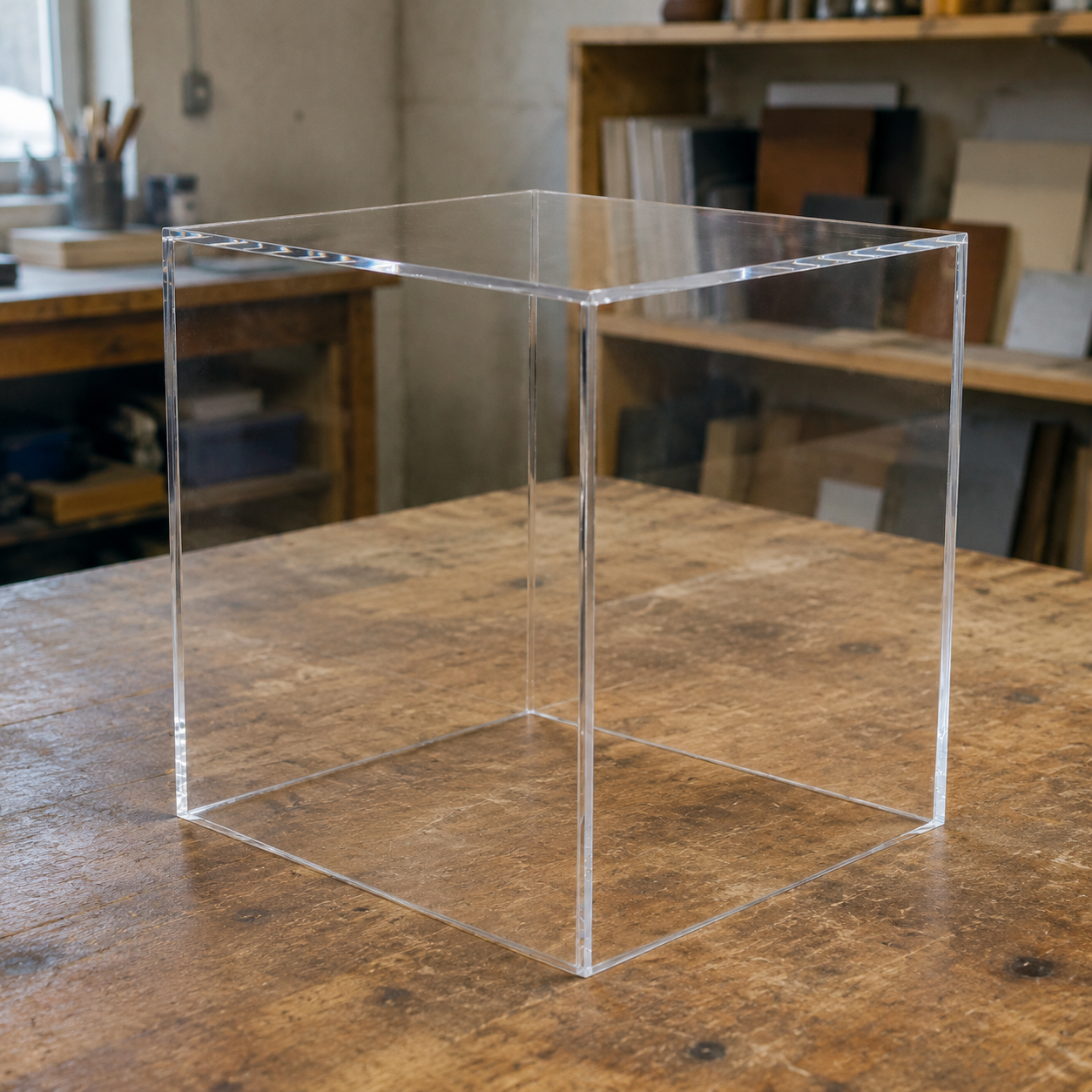 Clear Acrylic 5-Sided Box – Display Pedestal & Cover