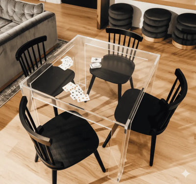 Clear Acrylic Game Table – Square Leg Design