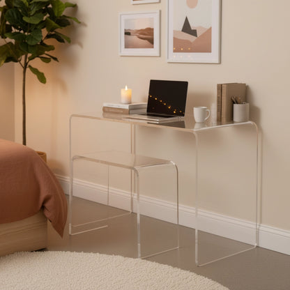 Clear Acrylic Waterfall Vanity Stool