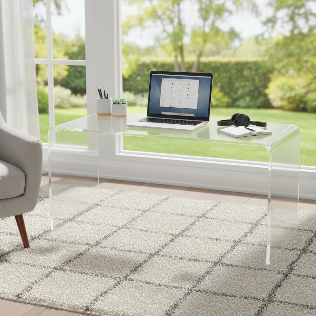 Clear Acrylic Waterfall Vanity Table