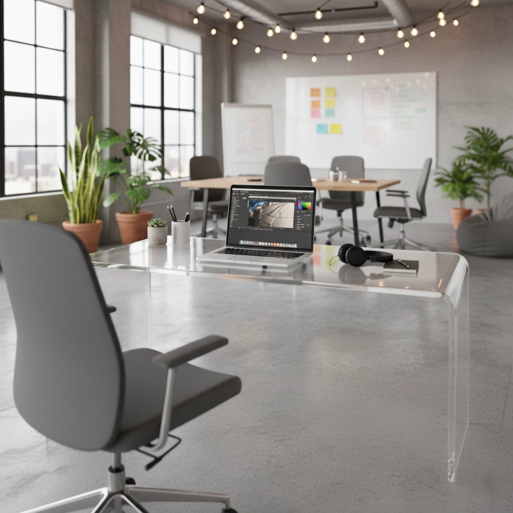 Clear Acrylic Waterfall Vanity Table