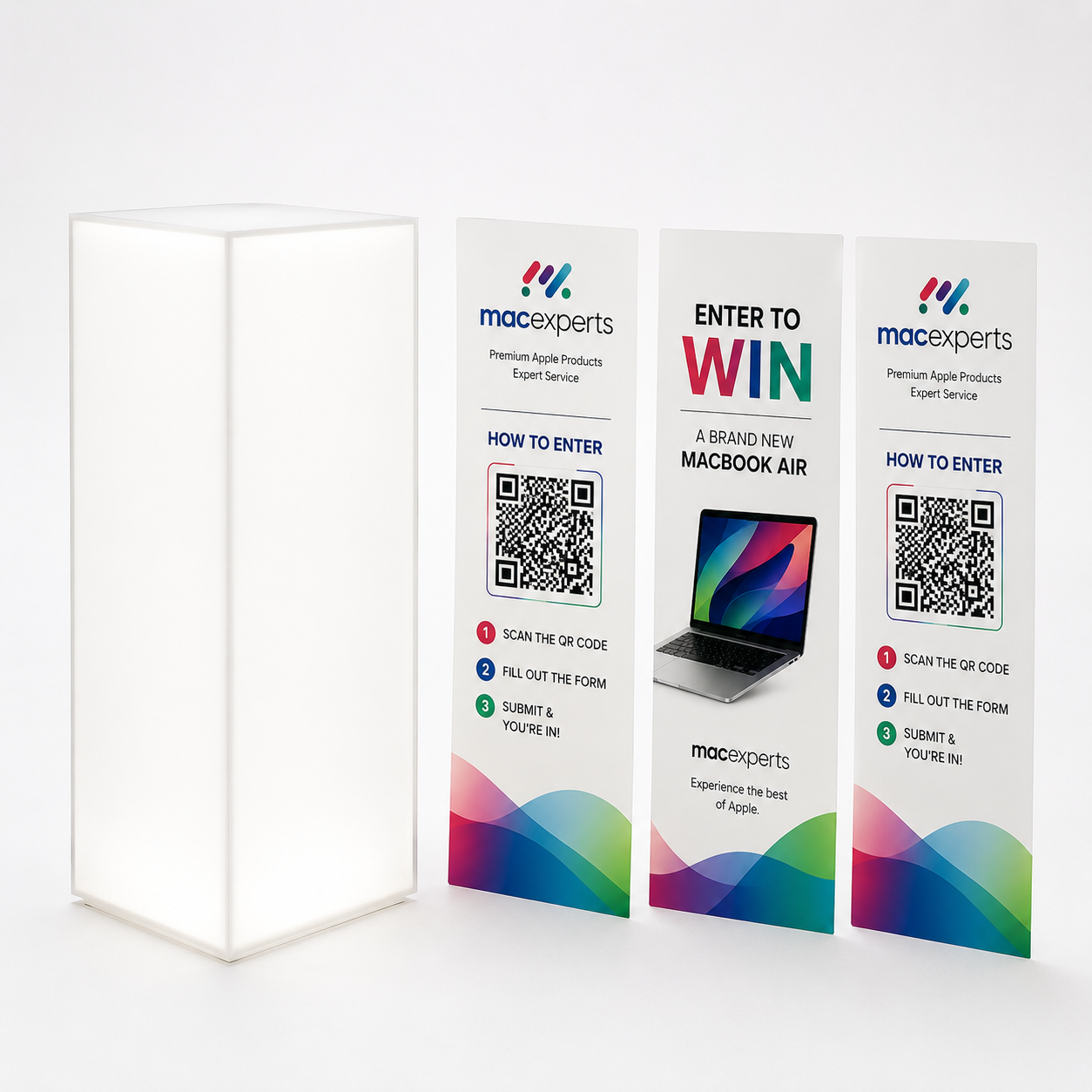Custom Printed White LED Acrylic Pedestals