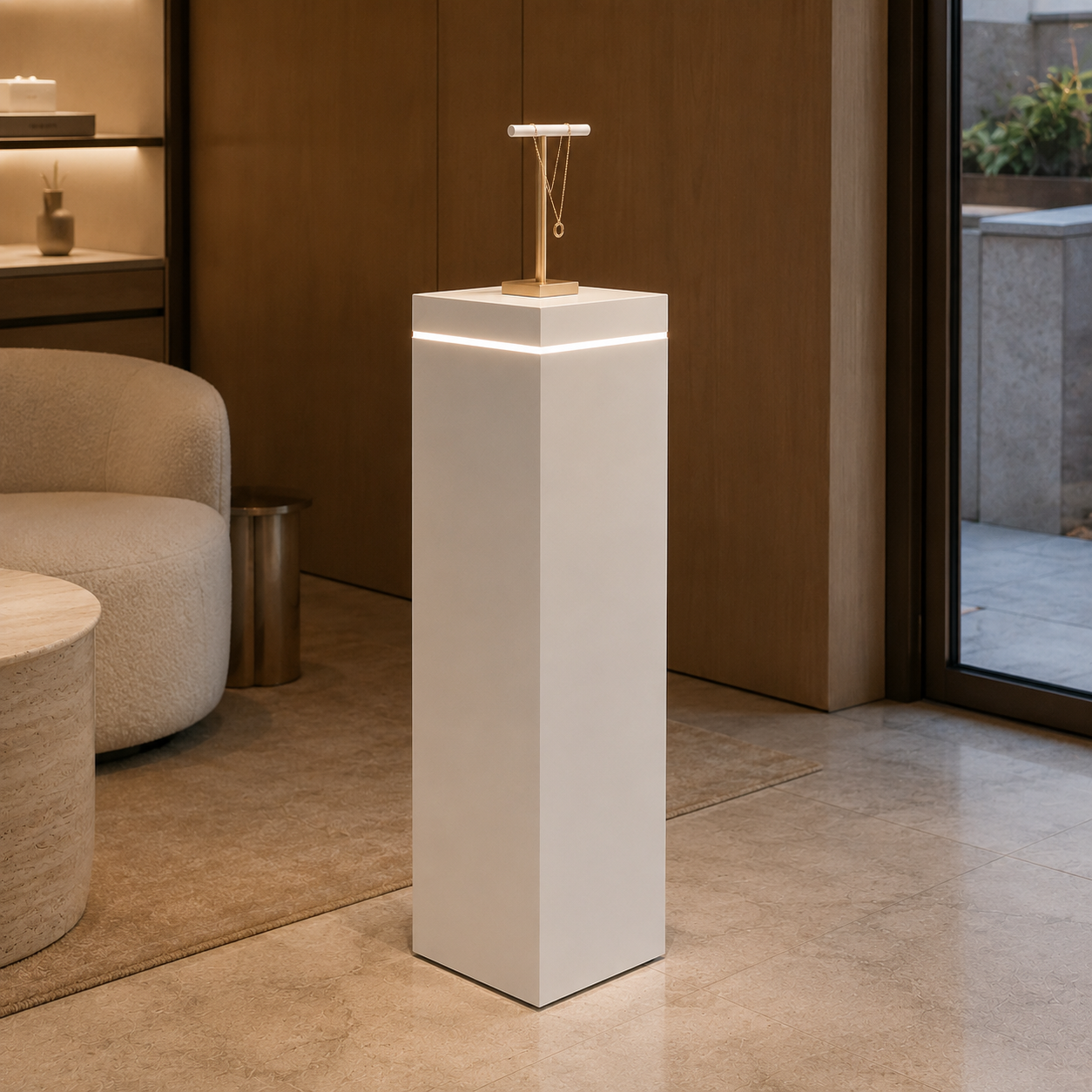 Edge-Lit Display Pedestals – Top LED Accent Stands
