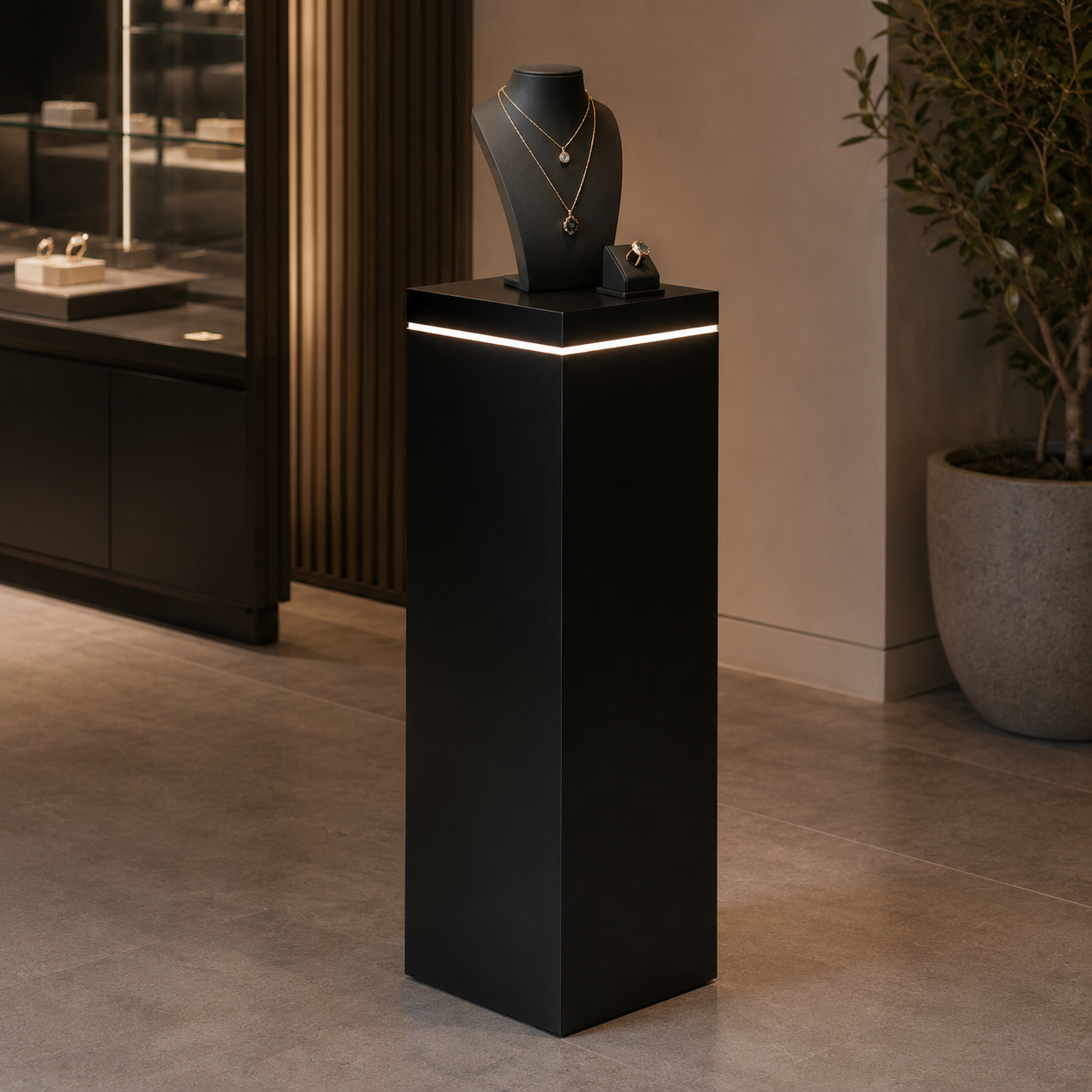 Edge-Lit Display Pedestals – Top LED Accent Stands