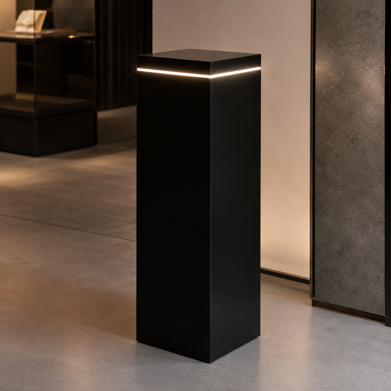 Edge-Lit Display Pedestals – Top LED Accent Stands