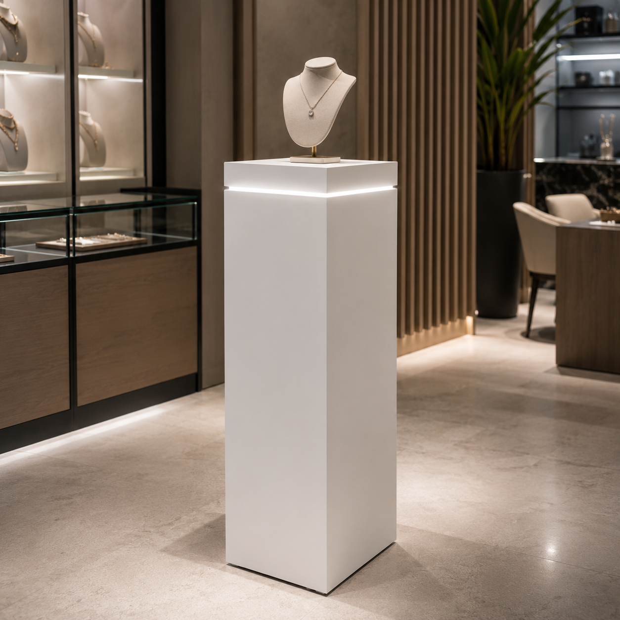 Edge-Lit Display Pedestals – Top LED Accent Stands