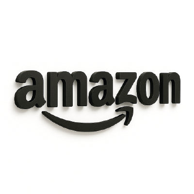 Foam-core acrylic sign featuring the Amazon logo in bold black lettering