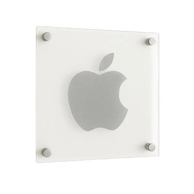 Frosted acrylic sign with logo for office branding and modern wall displays