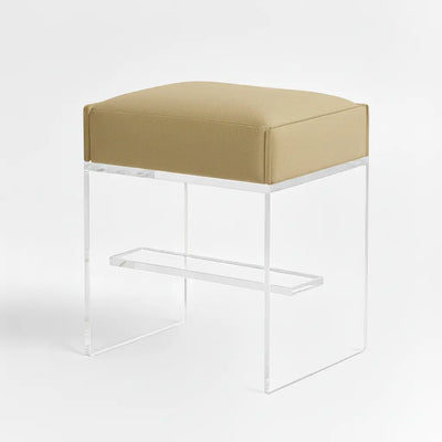 Modern Acrylic Bar Stool – Clear Design 3 4" Beige - Performance Fabric