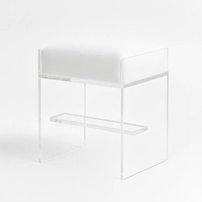 Modern Acrylic Bar Stool – Clear Design 1" White - Performance Fabric