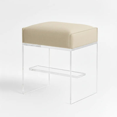 Modern Acrylic Bar Stool – Clear Design 3 4" Oatmeal - Performance Fabric