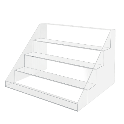 Multi-tier acrylic display stand for showcasing collectibles in a clean, organized manner.