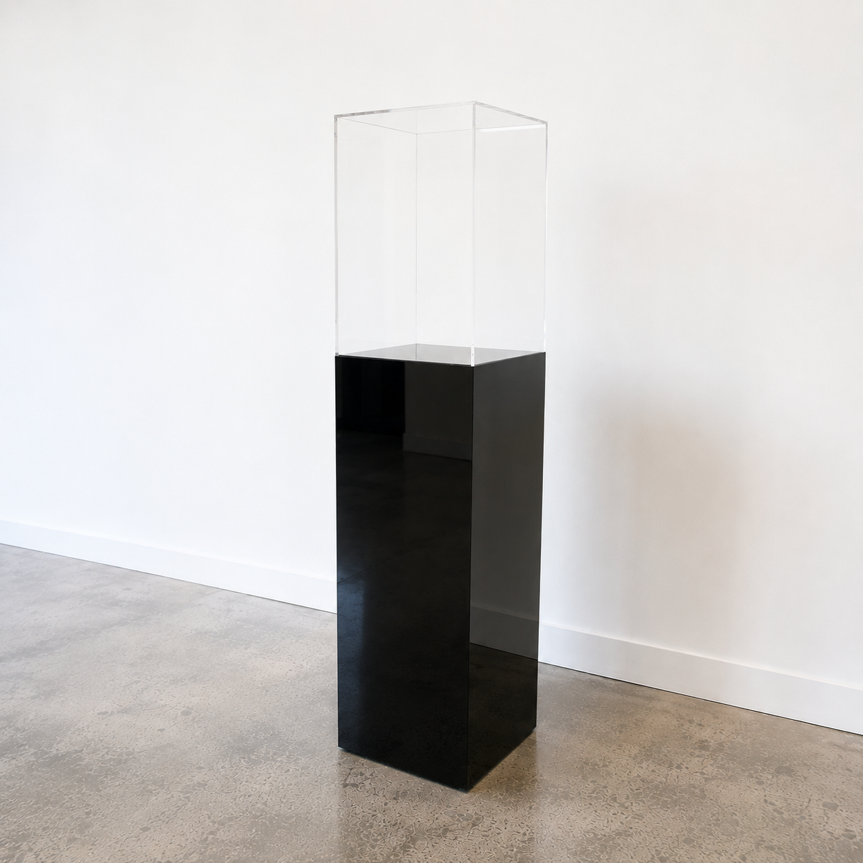 Acrylic Display Pedestal with Clear Cover – White & Black Display Cases