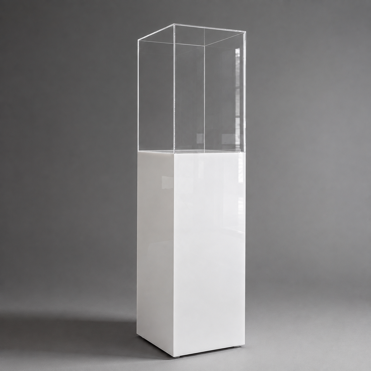 Acrylic Display Pedestal with Clear Cover – White & Black Display Cases