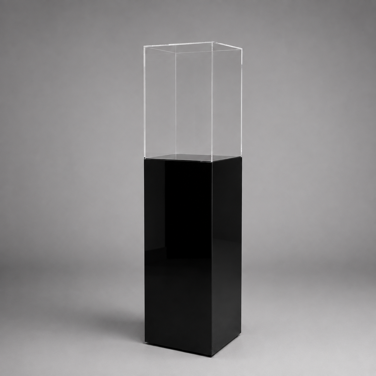 Acrylic Display Pedestal with Clear Cover – White & Black Display Cases
