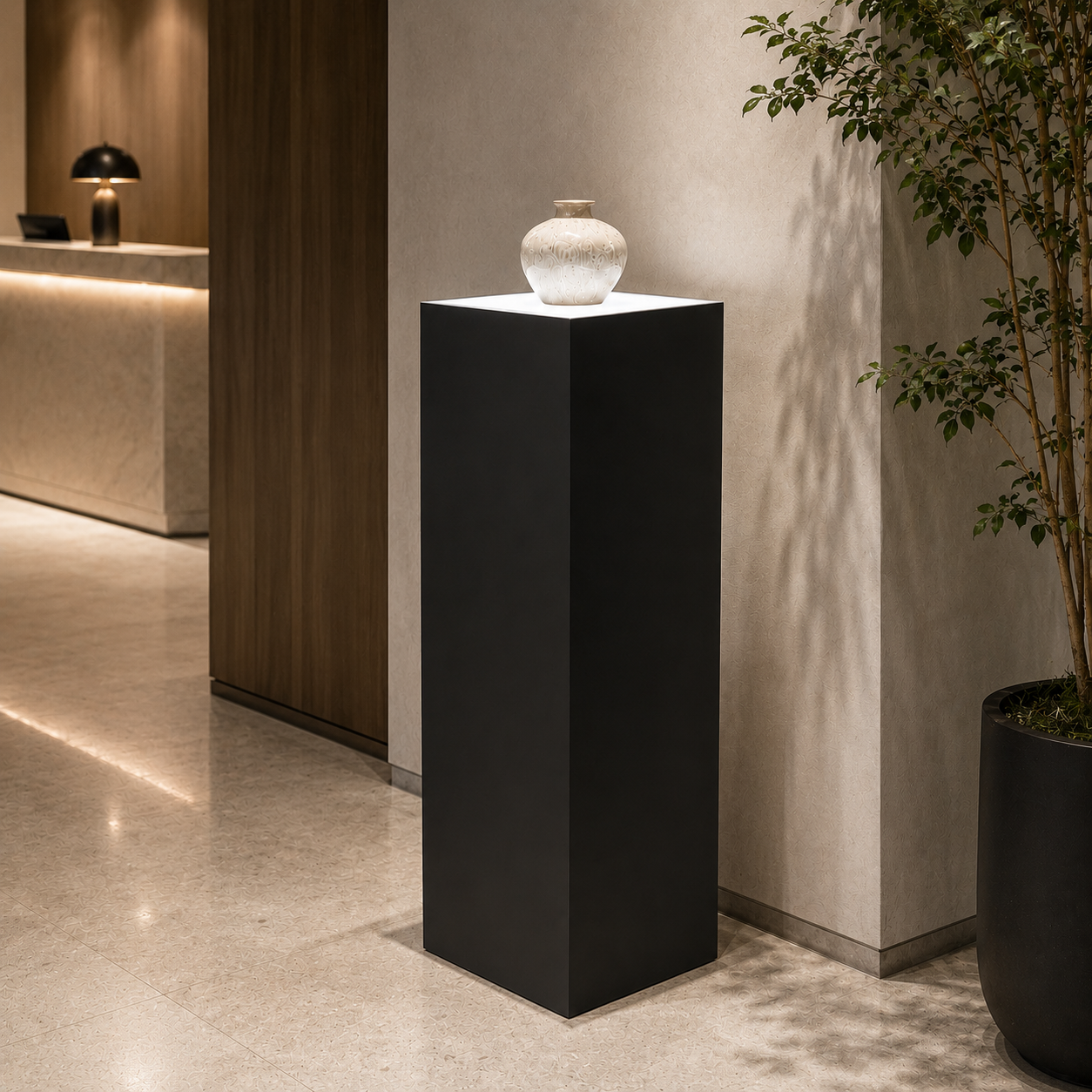 Top LED Accent Lighted Pedestals – Edge-Lit Display Stands