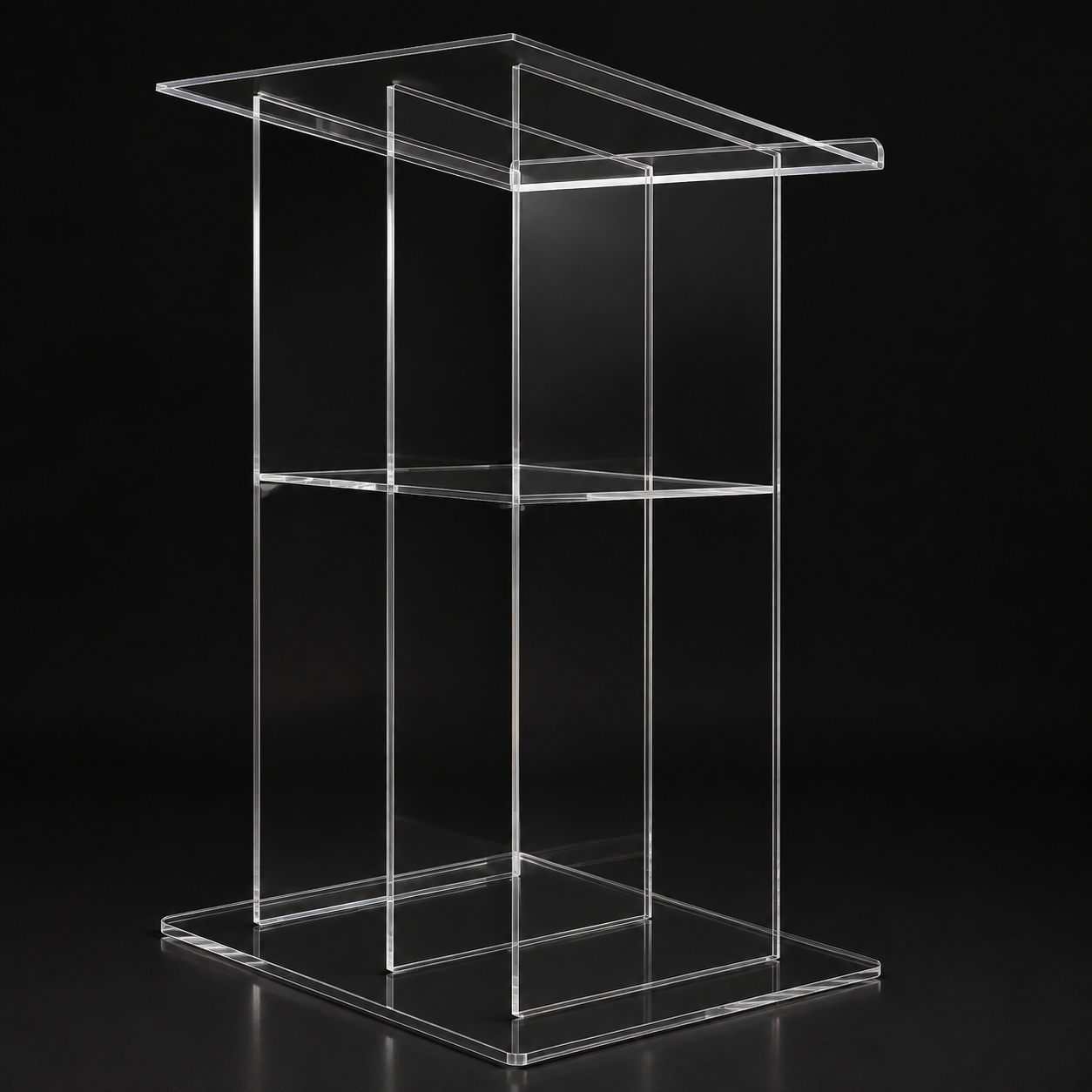 Acrylic Podium AT02 – Modern Angular Clear Acrylic Lectern