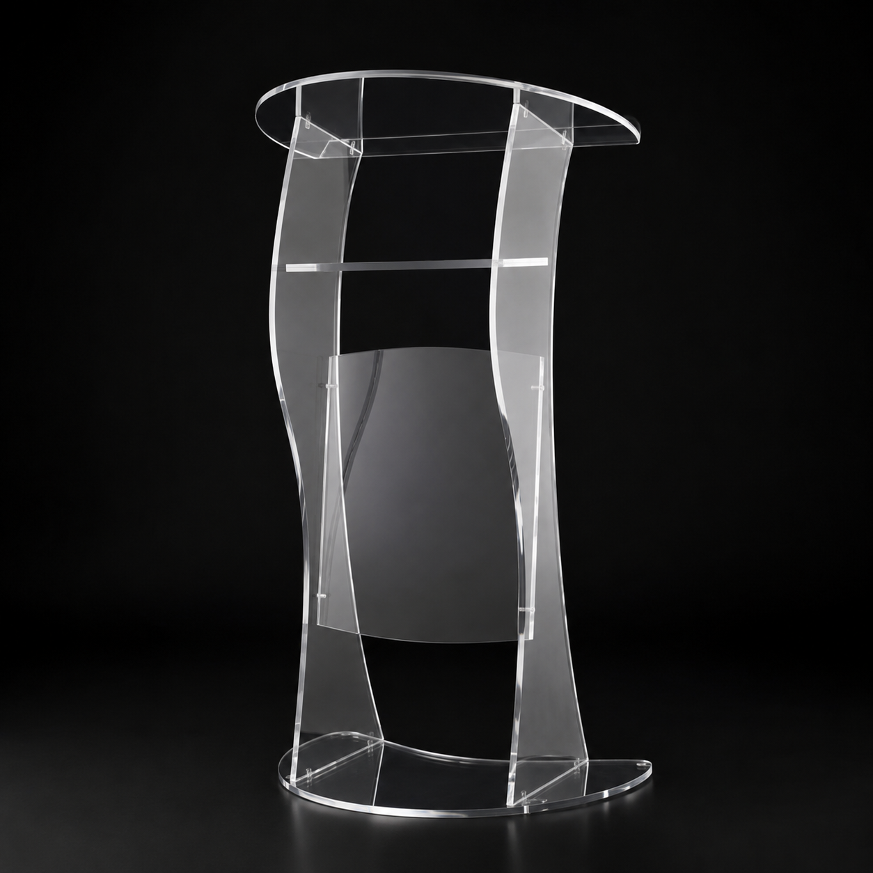 Acrylic Podium AT05 – Modern Curved Clear Acrylic Lectern