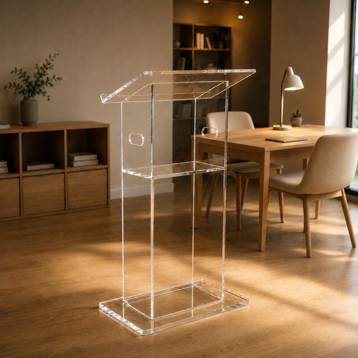 Acrylic Podium AT12 – Geometric Clear Acrylic Lectern