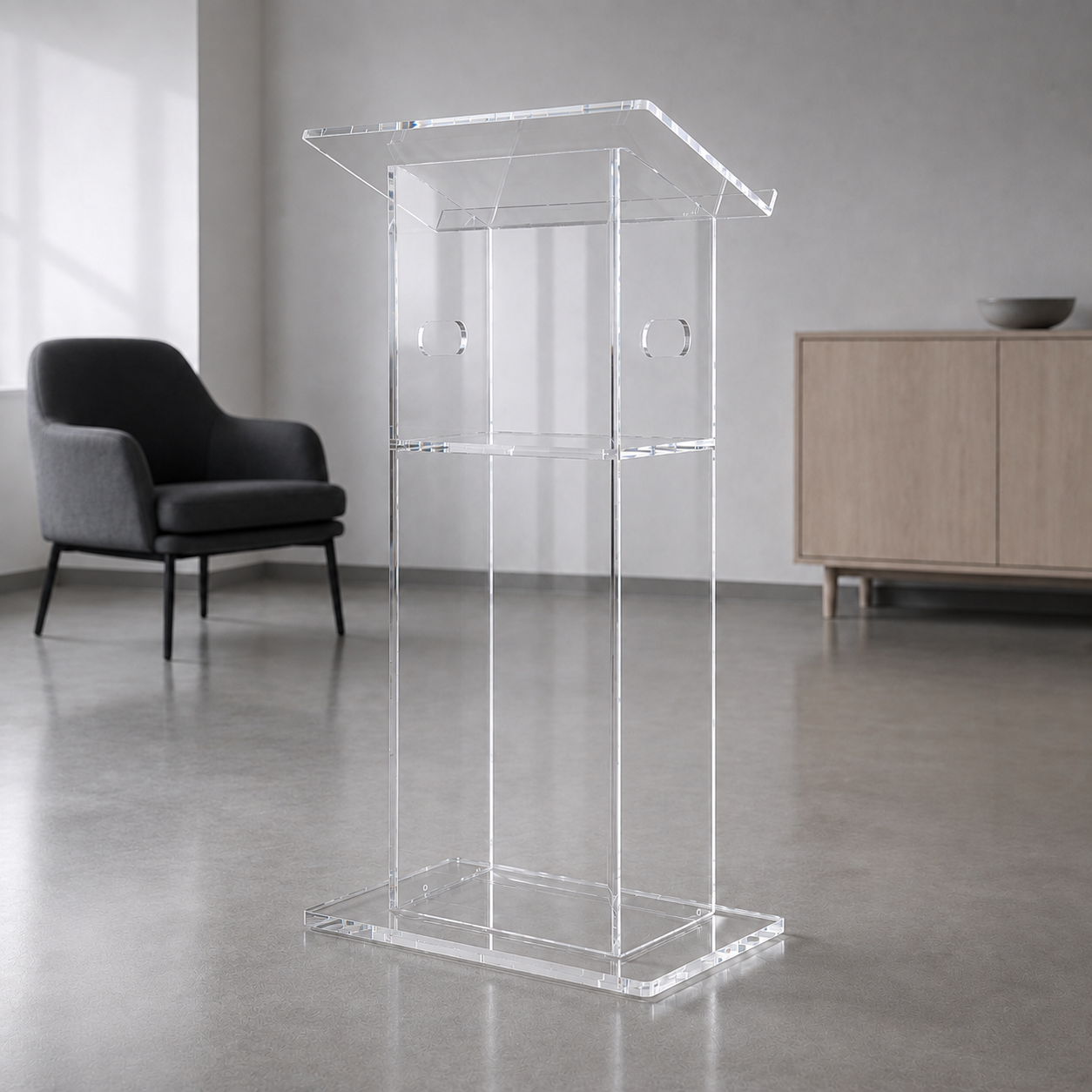 Acrylic Podium AT12 – Geometric Clear Acrylic Lectern