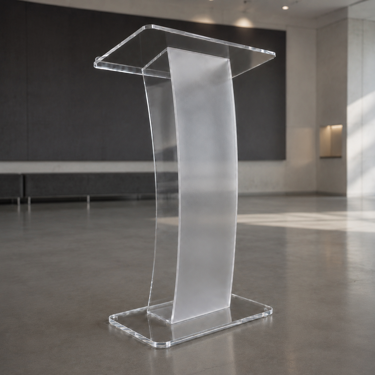 Acrylic Podium AT08 – Frosted Panel Clear Acrylic Lectern