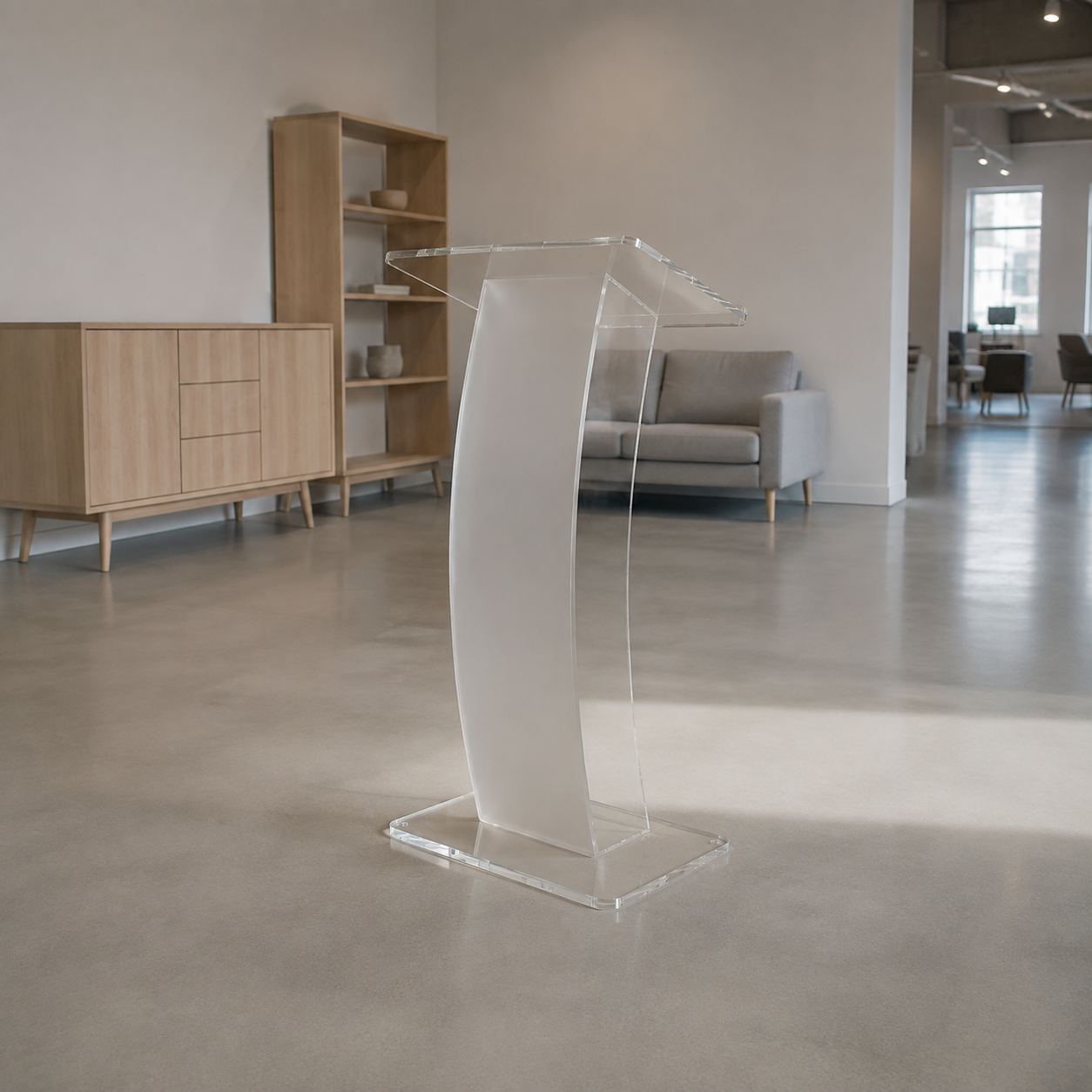 Acrylic Podium AT08 – Frosted Panel Clear Acrylic Lectern