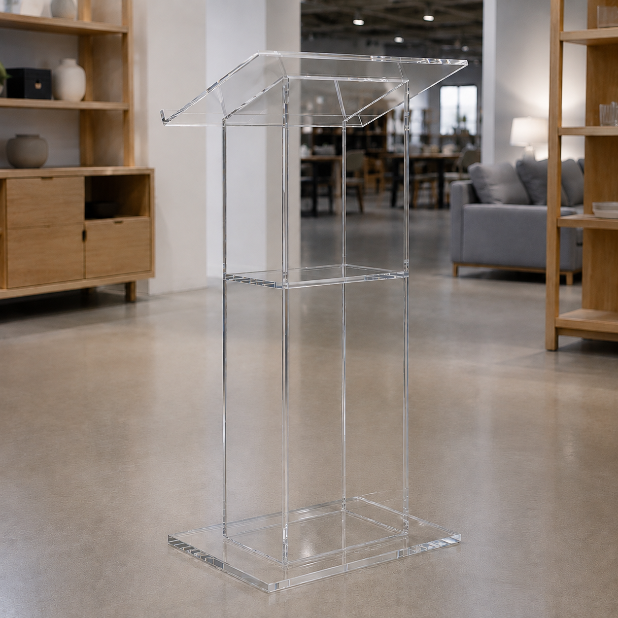 Acrylic Podium AT09 – Wide Base Clear Acrylic Lectern