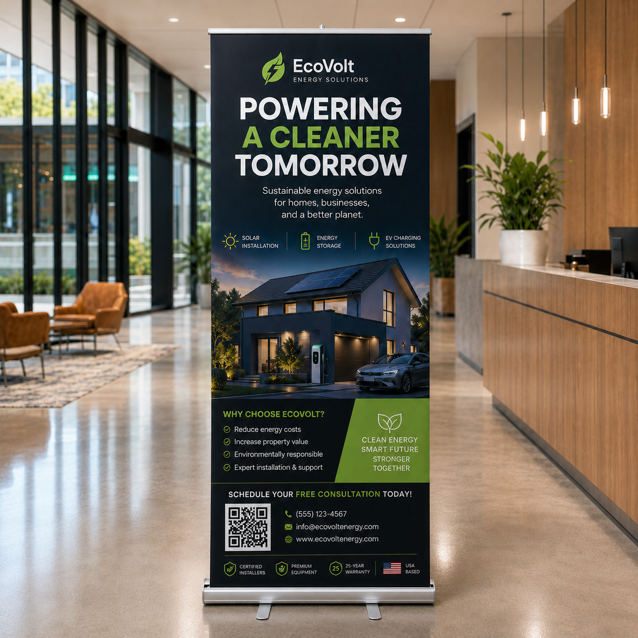 Custom Roll-Up Banner Stand – 33" x 62" Retractable Display