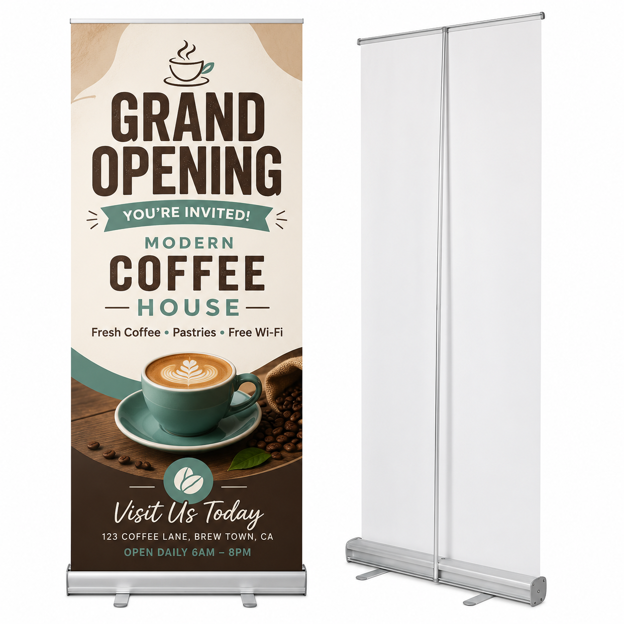 Custom Roll-Up Banner Stand – 33" x 62" Retractable Display