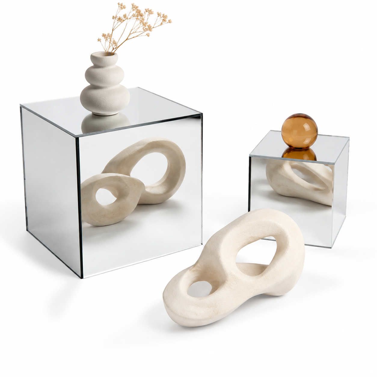 Mirror Acrylic 5-Sided Box – Reflective Display Pedestal & Cover